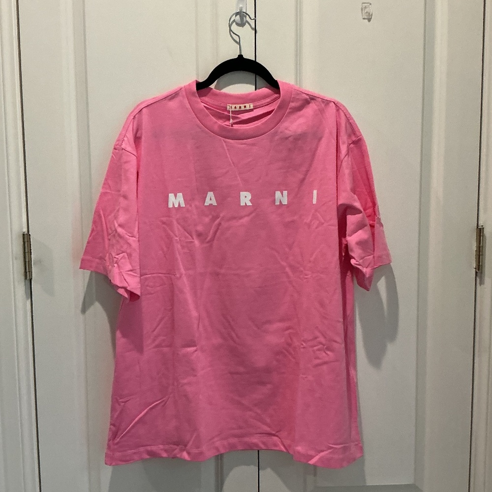M A R N I Adult T-Shirt in Pink Size L-XL Pure Cotton New